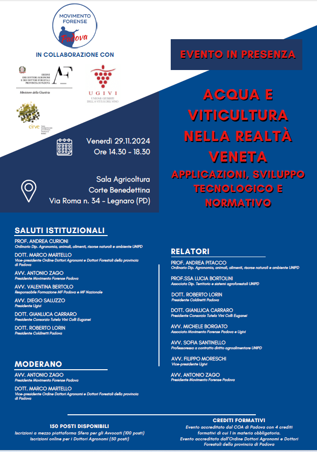 ACQUA E VITICOLTURA nella realtà Veneta - LEGNARO (PD), 29/11/2024 1
