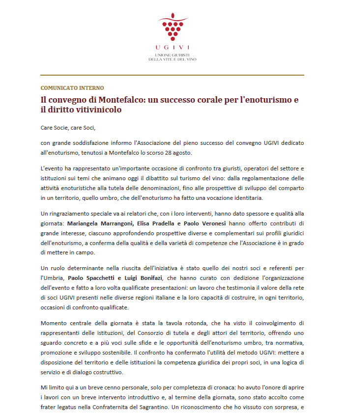 CONVEGNO UGIVI A MONTEFALCO, COMUNICATO STAMPA 5